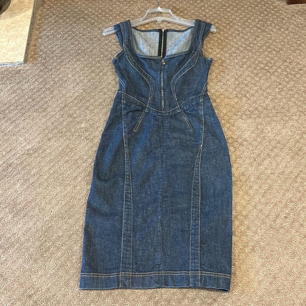 Dolce & Gabbana  Sleeveless Dark Denim Blue Midi Dress Size S (DG Size 40) NWOT